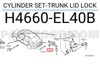 Nissan H4660EL40B CYLINDER SET-TRUNK LID LOCK