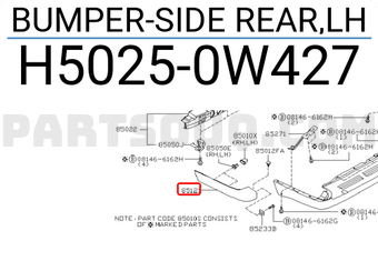 Nissan H50250W427 BUMPER-SIDE REAR,LH