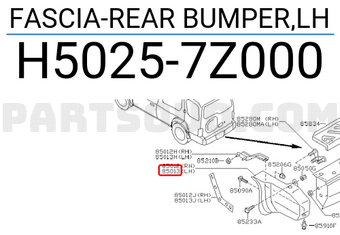 Nissan H50257Z000 FASCIA-REAR BUMPER,LH