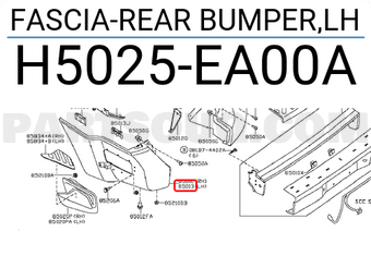 Nissan H5025EA00A FASCIA-REAR BUMPER,LH