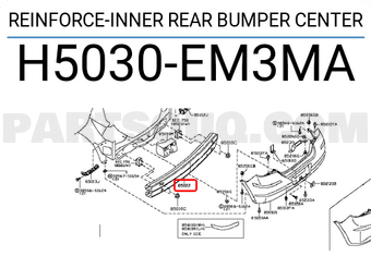 Nissan H5030EM3MA REINFORCE-INNER REAR BUMPER CENTER