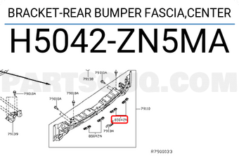 Nissan H5042ZN5MA BRACKET-REAR BUMPER FASCIA,CENTER