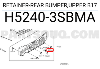 Nissan H52403SBMA RETAINER-REAR BUMPER,UPPER B17