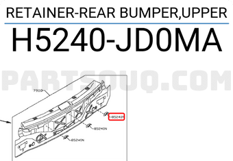 Nissan H5240JD0MA RETAINER-REAR BUMPER,UPPER