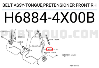 Nissan H68844X00B BELT ASSY-TONGUE,PRETENSIONER FRONT RH