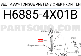 Nissan H68854X01B BELT ASSY-TONGUE,PRETENSIONER FRONT LH