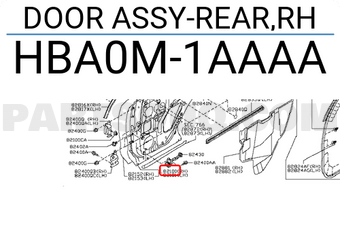 Nissan HBA0M1AAAA DOOR ASSY-REAR,RH