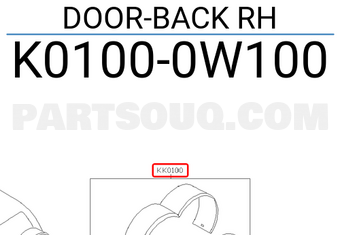 Nissan K01000W100 DOOR-BACK RH