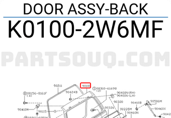 Nissan K01002W6MF DOOR ASSY-BACK