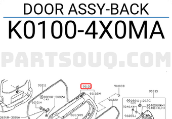 Nissan K01004X0MA DOOR ASSY-BACK