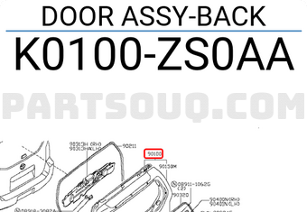 Nissan K0100ZS0AA DOOR ASSY-BACK