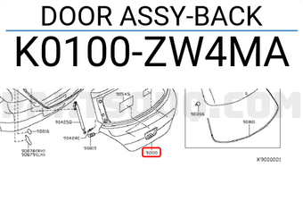 Nissan K0100ZW4MA DOOR ASSY-BACK