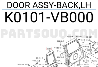 Nissan K0101VB000 DOOR ASSY-BACK,LH