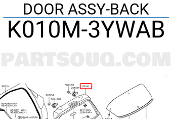 Nissan K010M3YWAB DOOR ASSY-BACK