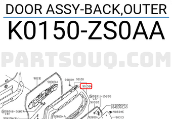 Nissan K0150ZS0AA DOOR ASSY-BACK,OUTER