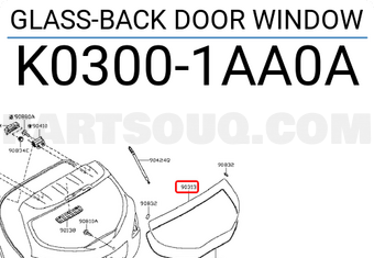 Nissan K03001AA0A GLASS-BACK DOOR WINDOW