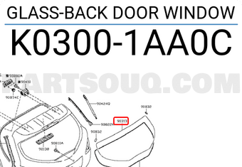 Nissan K03001AA0C GLASS-BACK DOOR WINDOW