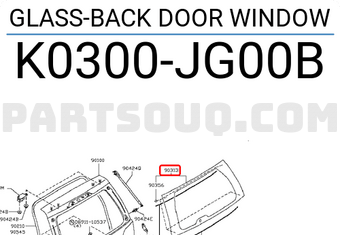 Nissan K0300JG00B GLASS-BACK DOOR WINDOW