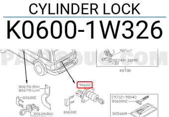 Nissan K06001W326 CYLINDER LOCK