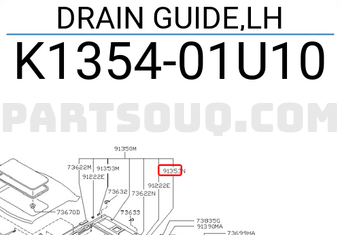 Nissan K135401U10 DRAIN GUIDE,LH