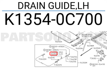 Nissan K13540C700 DRAIN GUIDE,LH