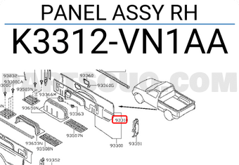 Nissan K3312VN1AA PANEL ASSY RH
