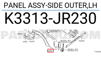 Nissan K3313JR230 PANEL ASSY-SIDE OUTER,LH