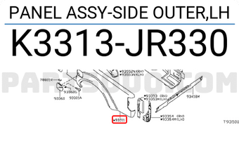 Nissan K3313JR330 PANEL ASSY-SIDE OUTER,LH