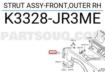 Nissan K3328JR3ME STRUT ASSY-FRONT,OUTER RH