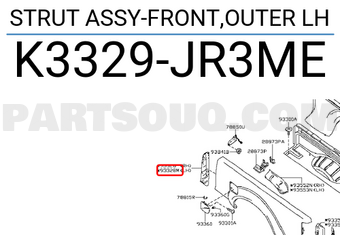 Nissan K3329JR3ME STRUT ASSY-FRONT,OUTER LH
