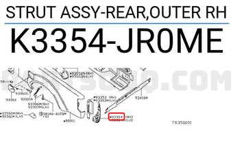Nissan K3354JR0ME STRUT ASSY-REAR,OUTER RH