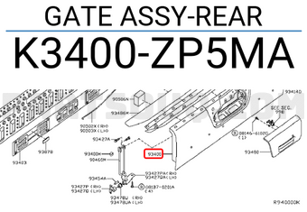 Nissan K3400ZP5MA GATE ASSY-REAR