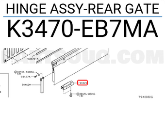 Nissan K3470EB7MA HINGE ASSY-REAR GATE