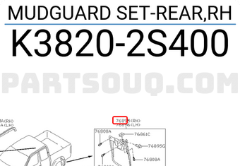 Nissan K38202S400 MUDGUARD SET-REAR,RH