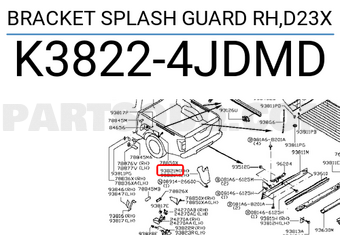 Nissan K38224JDMD BRACKET SPLASH GUARD RH,D23X