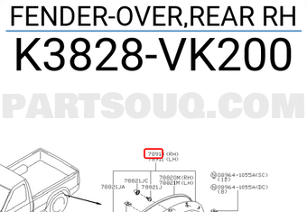 Nissan K3828VK200 FENDER-OVER,REAR RH