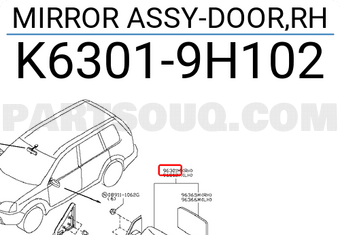 Nissan K63019H102 MIRROR ASSY-DOOR,RH