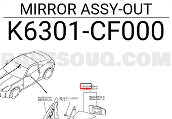 Nissan K6301CF000 MIRROR ASSY-OUT