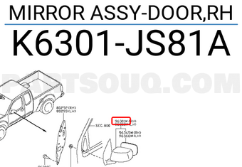 Nissan K6301JS81A MIRROR ASSY-DOOR,RH