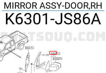 Nissan K6301JS86A MIRROR ASSY-DOOR,RH