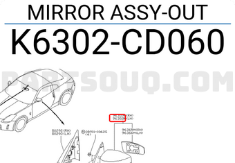 Nissan K6302CD060 MIRROR ASSY-OUT