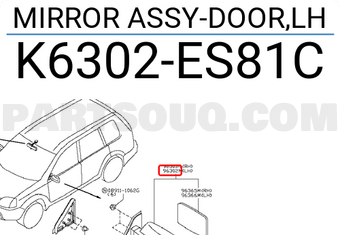 Nissan K6302ES81C MIRROR ASSY-DOOR,LH