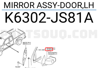 Nissan K6302JS81A MIRROR ASSY-DOOR,LH