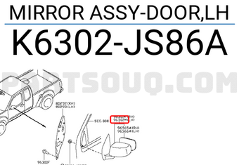Nissan K6302JS86A MIRROR ASSY-DOOR,LH