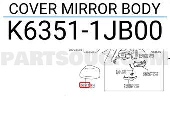 Nissan K63511JB00 COVER MIRROR BODY