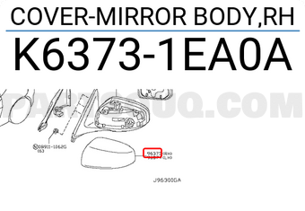 Nissan K63731EA0A COVER-MIRROR BODY,RH