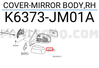 Nissan K6373JM01A COVER-MIRROR BODY,RH