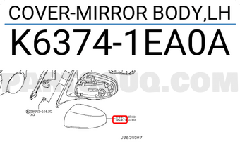Nissan K63741EA0A COVER-MIRROR BODY,LH