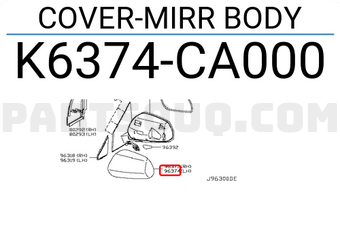 Nissan K6374CA000 COVER-MIRR BODY