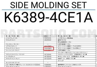 Nissan K63894CE1A SIDE MOLDING SET